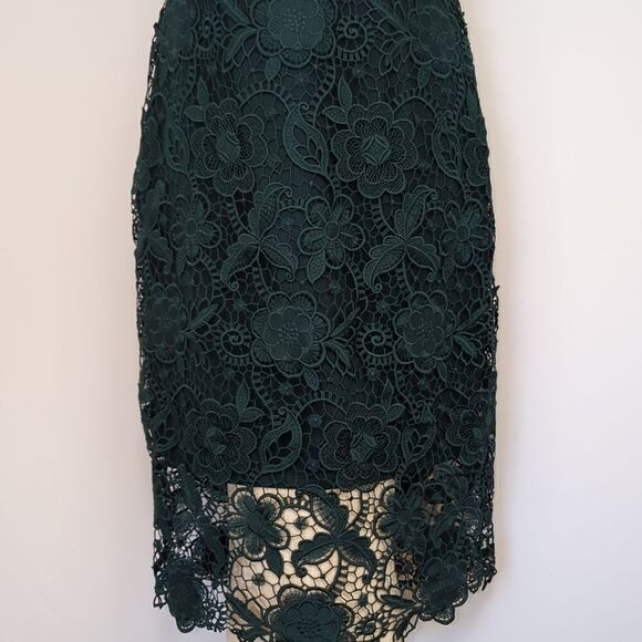 Vera Wang Dress Green Lace Overlay Nwot Sz 4 - Picture 4 of 8